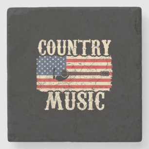 Guitarist Country Music Guitar American Flag Birth Stenen Onderzetter