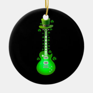 Guitarist Electric Guitar Leprechaun St Patrick's Keramisch Ornament