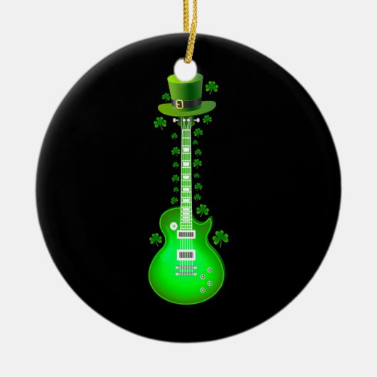 Guitarist Electric Guitar Leprechaun St Patrick's Keramisch Ornament (Voorkant)