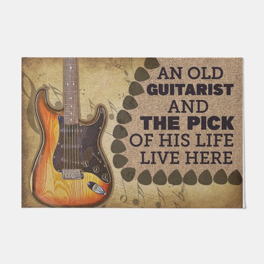 Guitarist Family Doormat, Instrument Lover Gift Deurmat (Voorkant)