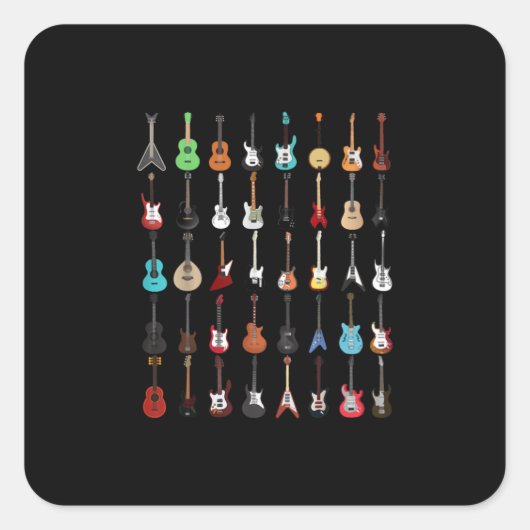 Guitarist Guitar Musical Instrument Rock and Roll Vierkante Sticker (Voorkant)