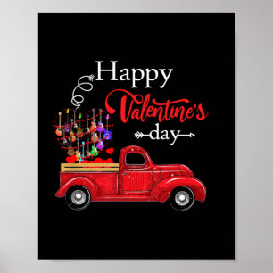 Guitarist Happy Valentines Day Guitarist Birthday Poster