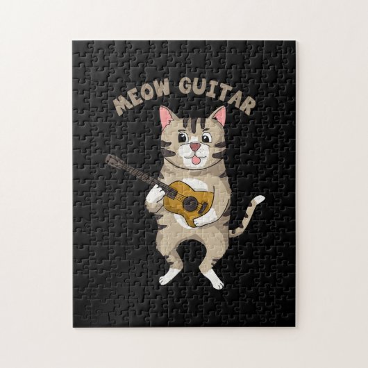 Guitarist Meow Guitar Cute Cat Playing Guitar Xmas Legpuzzel (Verticaal)