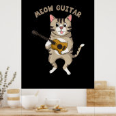 Guitarist Meow Guitar Cute Cat Playing Guitar Xmas Poster (Keuken)