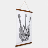 Guitarist per natuur,  zwarte en witte gitaar hangend wandkleed (Gebogen)