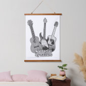 Guitarist per natuur,  zwarte en witte gitaar hangend wandkleed (Slaapkamer)