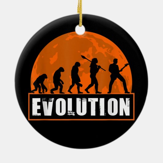 Guitarist Player Funny Guitar Human Evolution Keramisch Ornament (Achterkant)