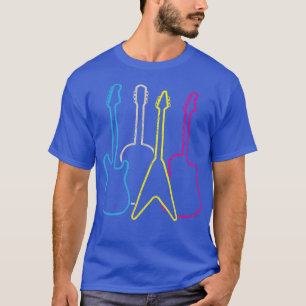 Guitarist Shirt Colorful Electric Guitar Retro Mus