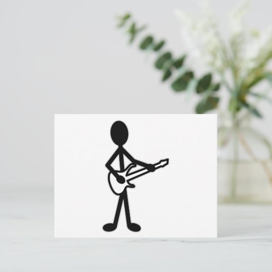 Guitarist Stick Figuur Briefkaart (Staand voorkant)