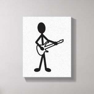 Guitarist Stick Figuur Canvas Afdruk