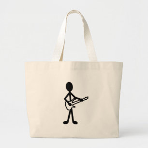 Guitarist Stick Figuur Grote Tote Bag