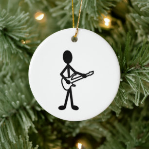 Guitarist Stick Figuur Keramisch Ornament