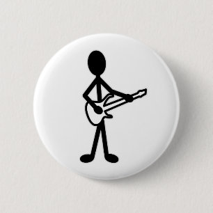 Guitarist Stick Figuur Ronde Button 5,7 Cm