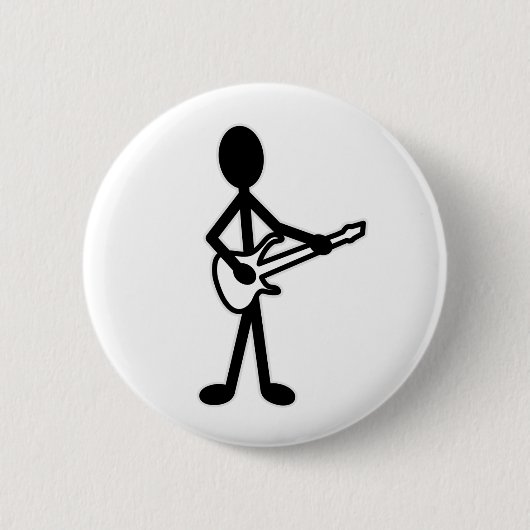 Guitarist Stick Figuur Ronde Button 5,7 Cm (Voorkant)