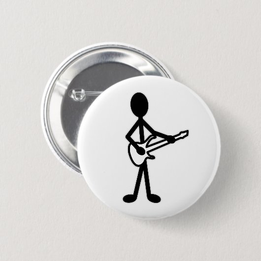 Guitarist Stick Figuur Ronde Button 5,7 Cm (Voorkant /achterkant)