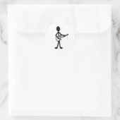 Guitarist Stick Figuur Ronde Sticker (Tas)