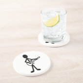 Guitarist Stick Figuur Zandsteen Onderzetter (Zijkant)
