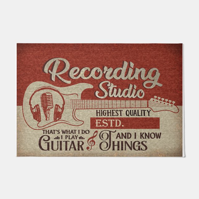 Guitarist Studio Door Mat, Gift For Guitarist Deurmat (Voorkant)