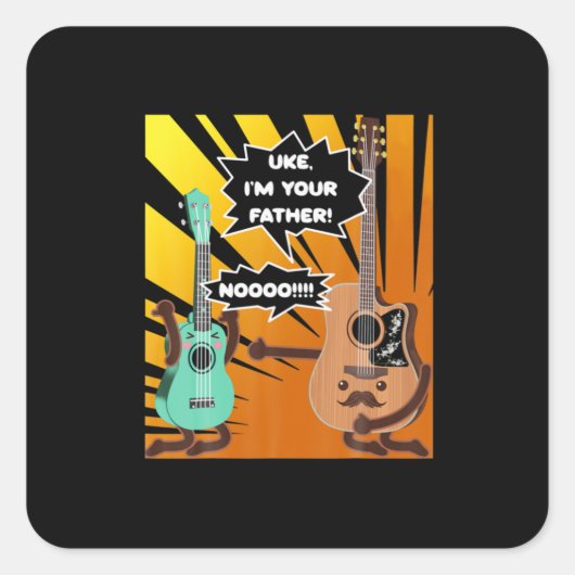 Guitarist Uke, ik ben je vader Birthday Vierkante Sticker (Voorkant)