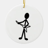 Guitarist Vliegende V-stickfiguur Keramisch Ornament (Voorkant)