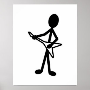 Guitarist Vliegende V-stickfiguur Poster