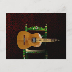 Guitarra española con Giralda de Sevilla y silla. Briefkaart