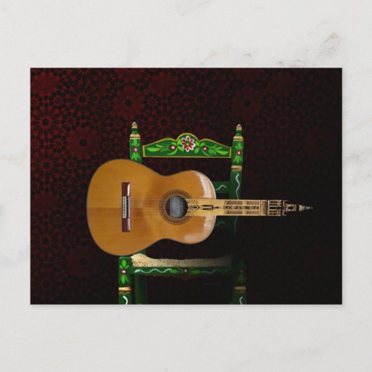 Guitarra española con Giralda de Sevilla y silla. Briefkaart (Voorkant)