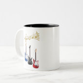 guitarras electricas con partituras musicales tweekleurige koffiemok (Voorkant links)