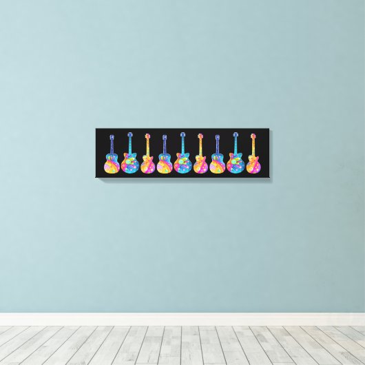 GUITARS BREED Stretched CANVAS ART PRINT (Insitu (Houten vloer))