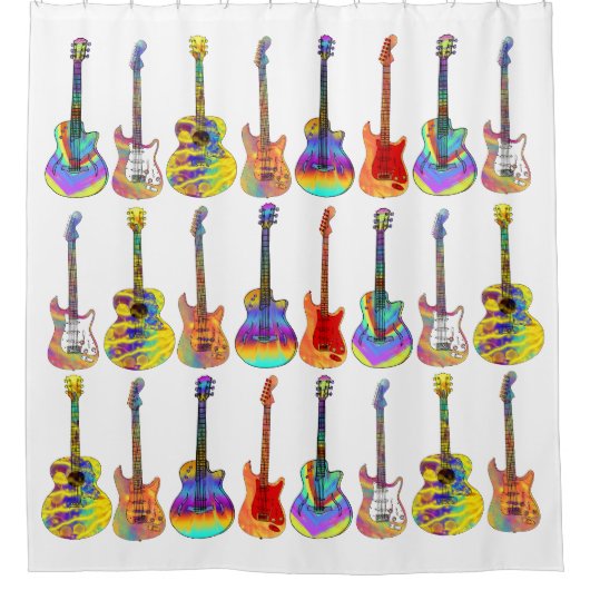Guitars Colorful Pattern Douchegordijn (Voorkant)