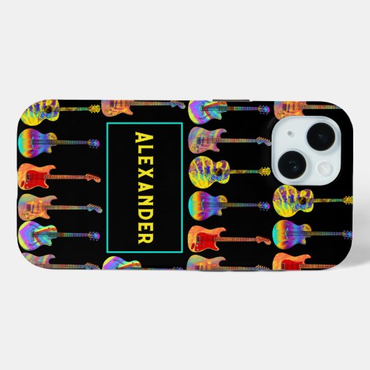 Guitars Funky Psychedelic Pop Art Pattern Naam toe Case-Mate iPhone Case (Achterkant (horizontaal))