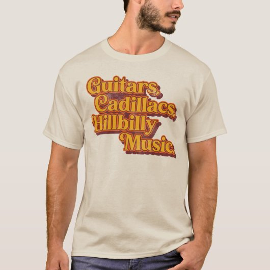 "Guitars...Hillbilly Music" Country Music Tekst T-shirt (Voorkant)
