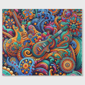 Guitars in mandala batik style cadeaupapier (Vlak)