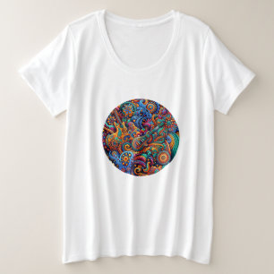 Guitars in mandala batik style grote maat t-shirt