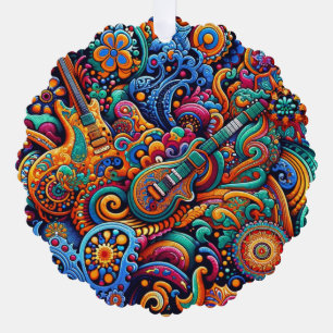 Guitars in mandala batik style ornament kaart