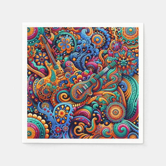 Guitars in mandala batik style servet (Voorkant)