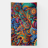 Guitars in mandala batik style spandoek (Verticaal)