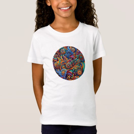 Guitars in mandala batik style t-shirt (Voorkant)