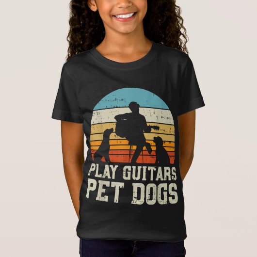Guitars Pet Dog Retro Music Guitarist Animal spele T-shirt (Voorkant)