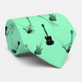 Guitars Rock Black green Stropdas 5 (Opgerold)