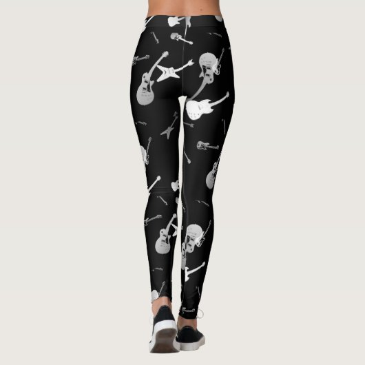 Guitars Rock Black White Leggings (Achterkant)