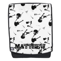 Guitars Rock Black White met Name Backpack