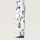 Guitars Rock Black White over witte Leggings (Links)