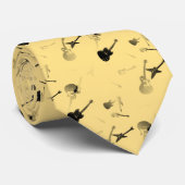 Guitars Rock Black yellow Stropdas 4 (Opgerold)