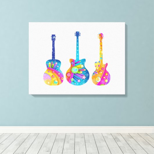 GUITARS Stretted CANVAS ART PRINTS (Insitu (Houten vloer))