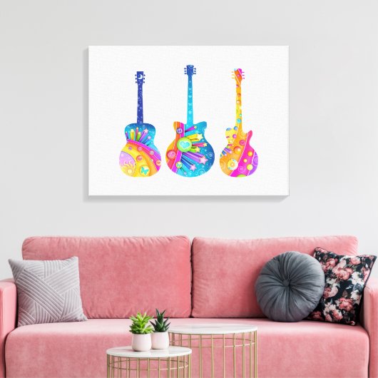 GUITARS Stretted CANVAS ART PRINTS (Insitu (Woonkamer))