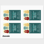 Guitars Wijnlabel - Blauwgroen (750ml) Rechthoekige Sticker (Vel)