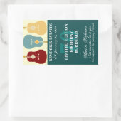 Guitars Wijnlabel - Blauwgroen (750ml) Rechthoekige Sticker (Tas)