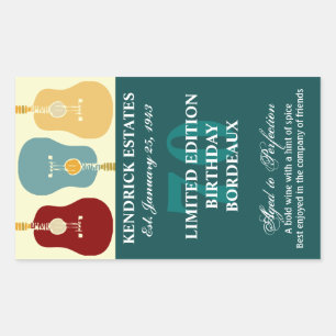 Guitars Wijnlabel - Blauwgroen (750ml) Rechthoekige Sticker