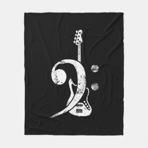 Guitse Lover  Bass Clef Bass Guitar Fleece Deken